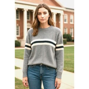 Brandy Melville Bernadette Cashmere Blend Sweater OS Gray Preppy Retro‎ Striped